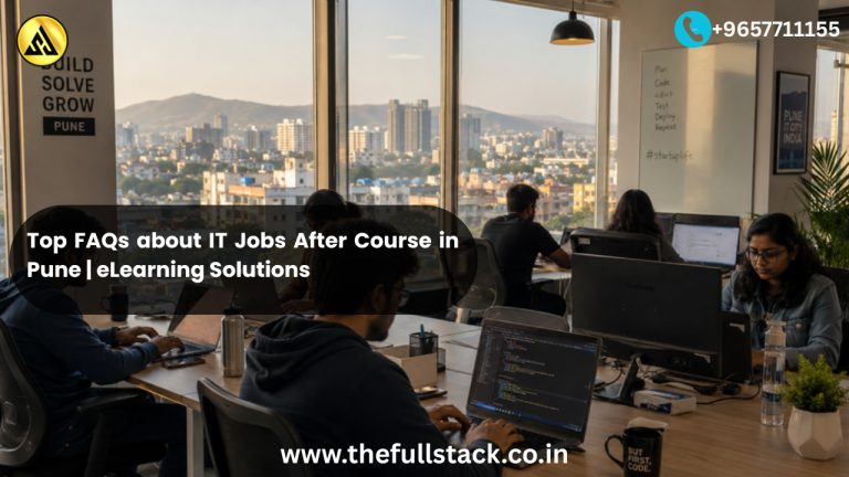 Young professionals coding in a modern IT workspace in Pune with large windows showing city skyline and warm morning light