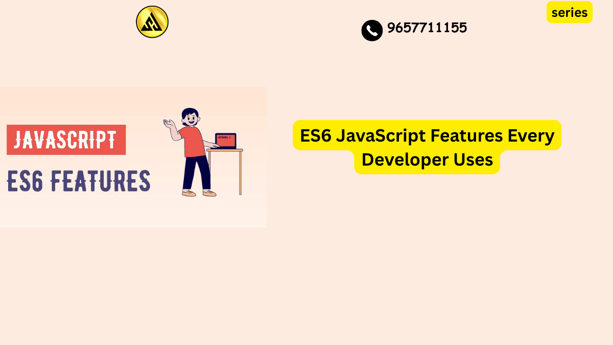 Developer writing ES6 JavaScript code on a laptop screen