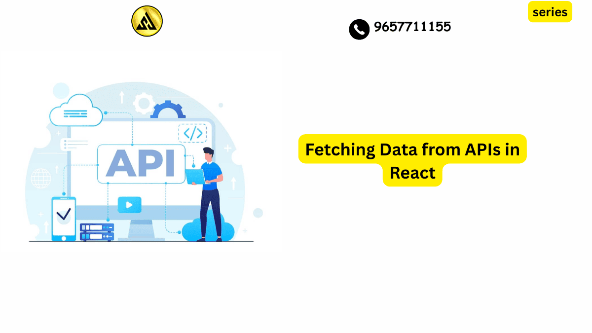 Developer fetching data from an API in a React application on a laptop screen